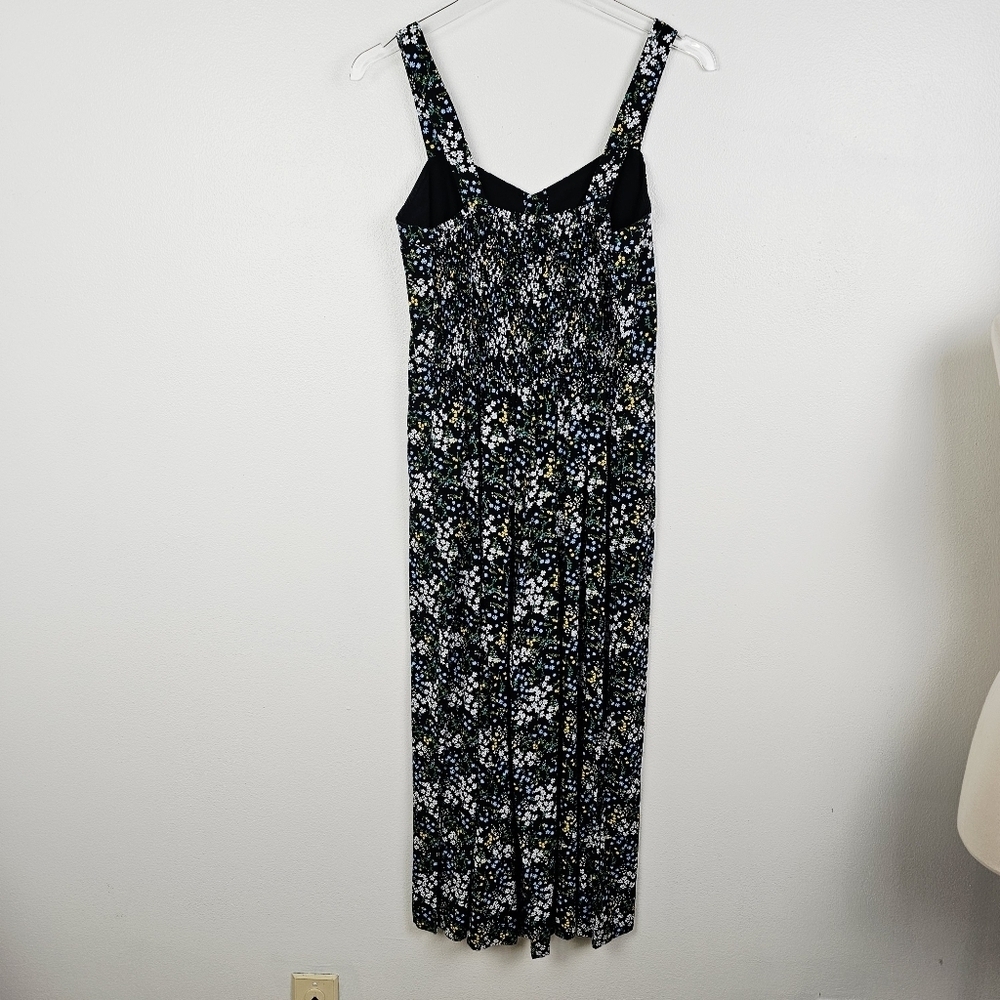 Loft Outlet Black Ditsy Floral Wide Leg Cropped Romper Jumpsuit NWT MP - Picture 2 of 11